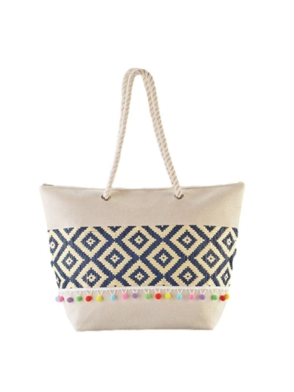 Aztec-Inspired Pattern Double Shoulder Strap Tote Bag NWOT